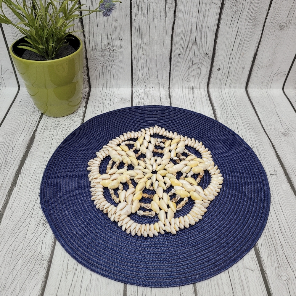 Vintage Weaved Cowrie Shells Trivet
